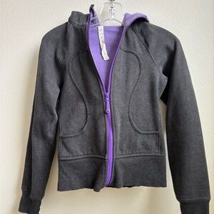 Lululemon Charcoal Hoodie with Purple Lining